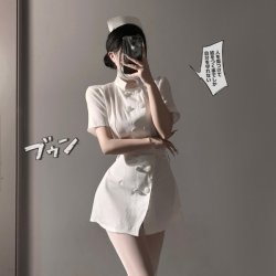 Sexy Nurse Costume Lingerie Set - Seductive No-Remove Sleepwear with Bow-Tie Skirt & Round Neck Top