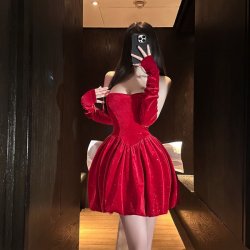 Sexy Off-Shoulder Bow Dress - Pure & Tempting New Year Uniform Style Sparkle Mini Dress, Princess-Inspired Lingerie Dres