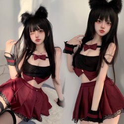 Sexy Schoolgirl JK Sleepwear Set - Cute Pure & Tempting Short Skirt Pajama Outfit for Small Bust Enhancement