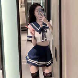Sexy Student Lingerie Set - Hot Sailor Uniform Sleepwear for Bedroom Passion & Playful Seduction