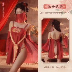 Sexy Tang Dynasty Sleepwear Set – Silk Hanfu-Inspired Sheer Robe & Belly-Dance Style Dudou Nightgown