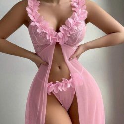 Sexy Velvet Deep V Lace Sleep Dress Set for Women – Sensual Backless Nightgown with Elegant Lace Trim