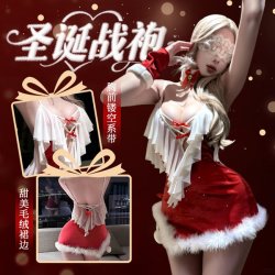 Sexy New Year Lingerie Dress - Plush Strapless Christmas Costume for Role Play & Seductive Outfits
