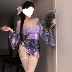 Wuli Tu Temptation Lingerie Set - Deep V Japanese Kimono Style Cosplay Outfit with Floral Fox Dream Design