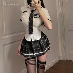 Xianyi Sexy Student-Style JK Uniform Lingerie Set - Tight-Fit Seductive Outfit for Women, Plus Size Available