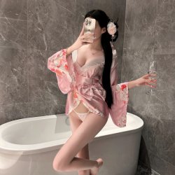 Yasisei Cosplay Lingerie Set - Anime Fox Dream Kimono Robe with Open-Front Waist Cincher, Japanese Style Sexy Bathrobe
