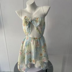 YuanShun Sexy Deep V Floral Lace Dress - Seductive Sheer Mesh Bodycon Nightwear for Women