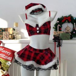 Genuine Yun Red Christmas Lingerie Set - Sexy New Year Sleepwear, Pure-Allure JK Uniform for Women