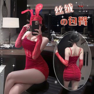 Sexy bunny girl bodycon dress with lace-up detail, perfect for nighttime elegance and playful charm