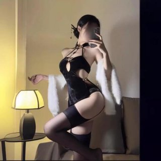 Chic chinese-inspired lingerie set featuring a sexy modern cheongsam design with side slit and backless embroidered bra, pair...