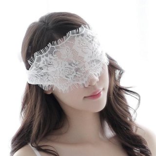 Elegant white lace eye mask with delicate floral patterns, perfect for adults seeking a sensual sleep experience or roleplay ...