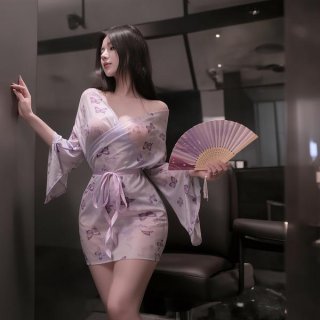 Seductive kimono lingerie set - sexy uniform-inspired design with butterfly patterns, perfect for womens erotic outfit.