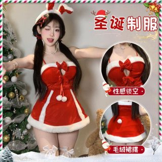 Sexy bunny christmas lingerie set, naughty holiday outfit with