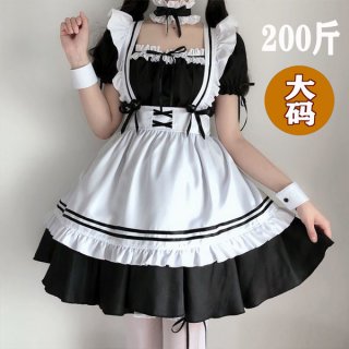 Double-child plus size japanese maid costume - cute lolita student uniform cosplay dress set for women