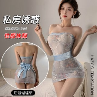 Sexy lace-up cheongsam mini dress with floral embroidery, perfect for women seeking allure and elegance.