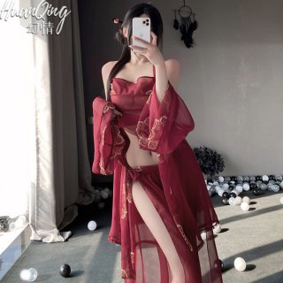 Sexy hanfu lingerie set featuring ancient chinese style silk look bodysuit, elegant doudou outfit, perfect for sleepwear with...