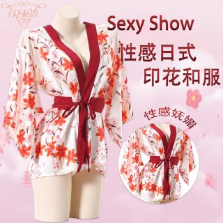 Japanese-inspired sexy lingerie set featuring kimono-style robe with ties, perfect for roleplay and seductive sleepwear.