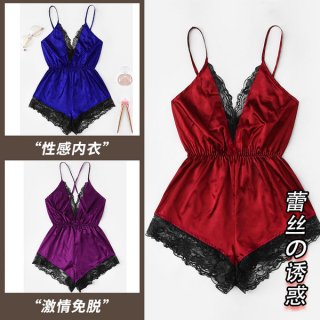Lace sleep dress set - stylish european-inspired womens sexy sleepwear & loungewear in vibrant red, blue, and purple with bla...