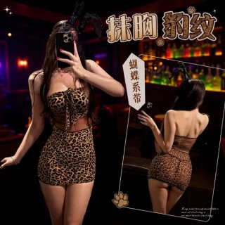 Leopard print sheer bustier set - sexy bodycon skirt & lingerie outfit for nightclub & party wear
