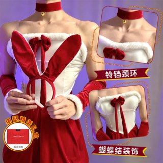 Loubi sexy chinese new year velvet bunny boy costume - role play lingerie dress for men featuring festive bunny ears and eleg...