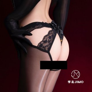 Sensual black sheer stockings featuring a delicate lace design, butterfly bow, and open-crotch style, perfect for intimate we...