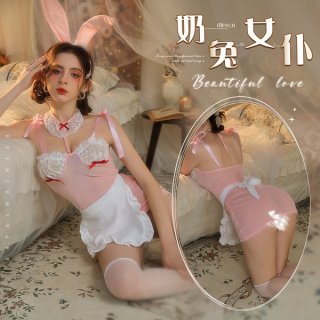 Sexy lace sheer costume with bunny ears, perfect for women seeking allure and charm in their sleepwear.