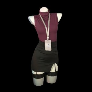 Pure & seductive secretary skirt set - air hostess costume with modest yet alluring design, perfect for nightclub or themed e...