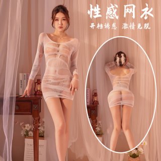 Model wearing qingyege sexy lingerie set for plus size women – bold striped mesh bodycon outfit with cut-out details.