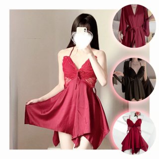 Sakuqiu butterfly lace sleep dress - pure & tempting sheer backless lounge set with built-in pads