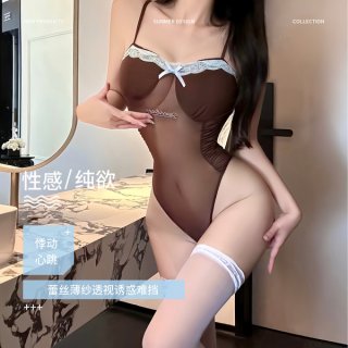 Sensual american-style busty bodysuit - sexy strapless tight-fit lingerie outfit, no-remove uniform dress