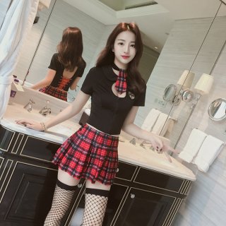 Sexy sailor uniform costume for women - hot jk schoolgirl outfit with short plaid skirt and matching top