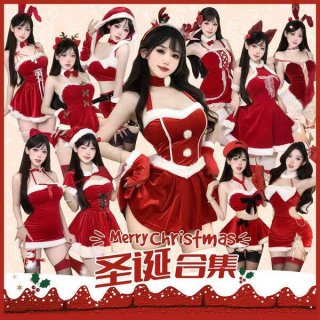 Sexy new year christmas costume lingerie velvet nightgown role play outfit set featuring festive designs and vibrant colors.