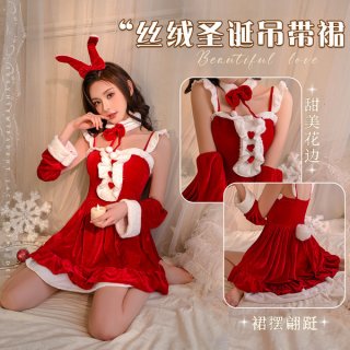 Xintao Christmas Lingerie Set - Red Velvet Sexy Sleep Dress for New Year Party & Role Play, Pure Temptation Style - Product Image