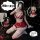 Woman in red lace maid costume with bra, garter skirt, and open-crotch panty for cosplay and role play.