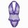Purple sheer lace bodysuit with floral trim, featuring a halter neck and bodycon fit. seductive mesh lingerie set 9692.