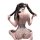 Woman wearing chaomu seductive lace bodysuit, sheer mesh lingerie with bows and fishnet stockings.