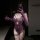 Woman in sensual purple lace bodysuit with open-crotch design, sheer sleeves, and garter belt. modest yet alluring pure desir...