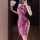 Woman in purple lace split cheongsam sleepwear, vintage-inspired erotic lingerie, plus size friendly up to 200 lbs.
