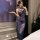 Elegant lace nightgown with high slit, perfect for intimate wear. modest design features luxurious fabric and delicate patter...