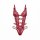 Red lace thong bodysuit with crisscross straps and bow details, perfect for valentines day.
