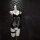 Black sheer bunny costume with lace, cut-out top, and open-crotch design on mannequin against dark background.