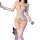 Flybird moon gaze lace bodysuit: transparent erotic sleep dress with strappy harness, sheer gloves, and floral accents.