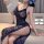 Woman wearing night breeze seductive lingerie – modest yet alluring lace suspender set with tempting uniform style, featuring...