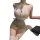 Woman wearing plus size sexy lingerie a-line skirt with high-waisted bodycon lace secretary outfit, featuring halter neck and...