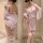 Feimu japanese-style seductive side-open thong set, featuring delicate lace and soft pastel hues, perfect for revealing cheek...