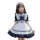 Japanese girl wearing a black maid dress with white apron, cute lolita princess costume for kids ages 3-12.