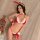 Sexy bunny girl costume set featuring red and white fur-trimmed bikini with matching gloves and headband, perfect for christm...