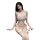 White lace sleepwear set with push-up bra, bikini bottoms, bow-tie straps, and 3-point lift design for women.