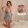 A woman wearing a sheer floral kimono-style sleepwear set, featuring a deep v-neckline and butterfly design, ideal for plus-s...
