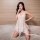 Sensual lace mesh sleepwear set featuring a sheer slip dress perfect for date night, offering pure elegance and allure.